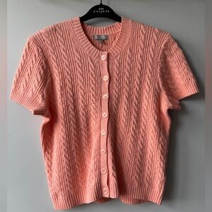 NWT J.Crew Cable-Knit Short-Sleeve Cardigan Top in
Pink - Size L